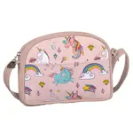Dětská kabelka junior girl Jednorožci a duhy na růžovém pozadí