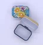 Plechová krabička Květiny sky blue