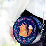 Kabelka tablet Liška a květiny na tmavě modrém pozadí