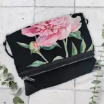 Kabelka pretty  Pivoňka na černém pozadí