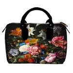 Dámská kabelka Barrel – textilní potisk Lilie a tulipány