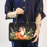 Dámská kabelka Barrel – textilní potisk Liška