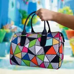 Dámská kabelka Barrel – textilní potisk ornament 