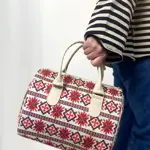 Dámská kabelka Barrel – textilní potisk ornament