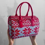 Dámská kabelka Barrel – textilní potisk zimní nálada