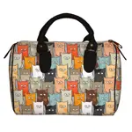 Dámská kabelka Barrel – textilní potisk kočičky