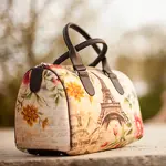 Dámská kabelka Barrel – textilní potisk Paříž