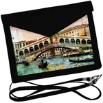 Dámský klutch konvert – elegantní sametová kabelka s potiskem Benátský most