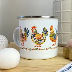 Smaltovaný hrnek Camper  Kohouti a kuřata