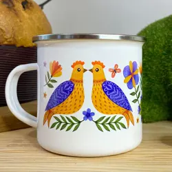 Smaltovaný hrnek Camper  Ptačí rodina