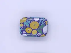 Plechová krabička Květiny zelena