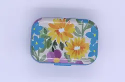 Plechová krabička Květiny sky blue