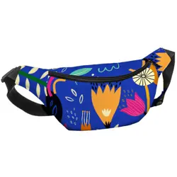 Ledvinka BUMBAG Květiny na modrém pozadí