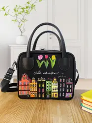 Dámská kabelka Kitto – sametový potisk Hello, adventure!