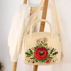 Dámská kabelka Kitto – sametový potisk Vlčí mák 