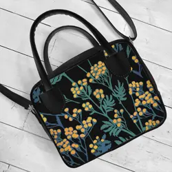 Dámská kabelka Kitto – sametový potisk Žluté květy