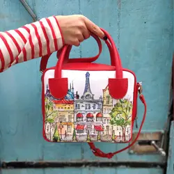 Dámská kabelka Kitto – sametový potisk Paříž