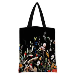 Kabelka original  Květiny na černém pozadí
