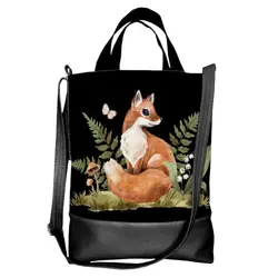 Kabelka city Liška na černém pozadí