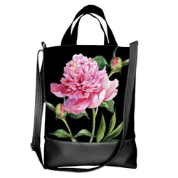 Kabelka city Pivoňka na černém pozadí