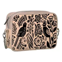 Kabelka na řetízku Cherie Ptáci a květiny (černé)