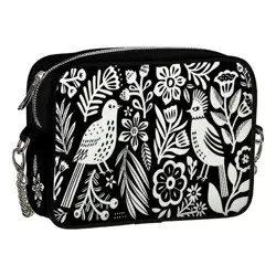 Kabelka na řetízku Cherie Ptáci a květiny (bílé)