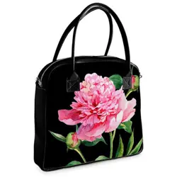  Kabelka s potiskem Oxford Pivoňka na černém pozadí