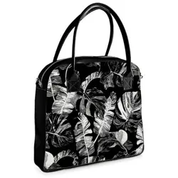  Kabelka s potiskem Oxford Černé a bílé tropické listy