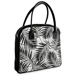  Kabelka s potiskem Oxford Černé listy na bílém pozadí