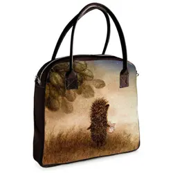  Kabelka s potiskem Oxford Ježek v mlze, hnědá koženka