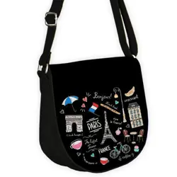 Kabelka saddle Paříž na černém pozadí