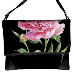 Kabelka pretty  Pivoňka na černém pozadí