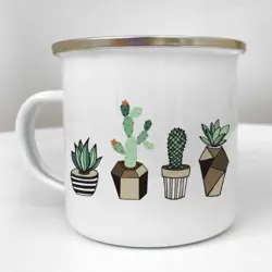 Smaltovaný hrnek Camper Kaktusy