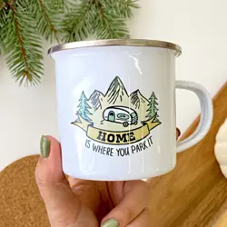 Smaltovaný hrnek Camper Home is where you park it