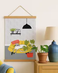 Látkový plakát na zeď Moje pohovka, moje kočka