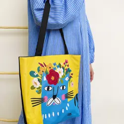 Textilní taška Tenderness Kočka ve věnci – stylový shopper na zip 