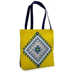 Textilní taška Tenderness Ornament na žlutém pozadí – stylový shopper na zip