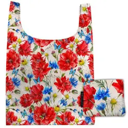 Skládací nákupní taška Vlčí máky, sedmikrásky a chrpy