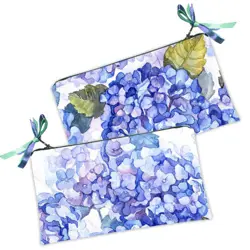 Kosmetická taška MINI – malá látková taštička s potiskem Hortenzie