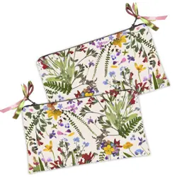 Kosmetická taška MINI – malá látková taštička s potiskem Luční květiny na bílém pozadí