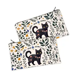 Kosmetická taška MINI – malá látková taštička s potiskem Černé kotě
