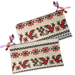 Kosmetická taška MINI – malá látková taštička s potiskem Ornament s ptáky