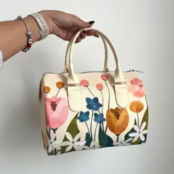 Dámská kabelka Barrel – textilní potisk Jaro kvete