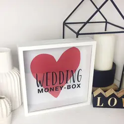 Dřevěná pokladnička na peníze wedding box