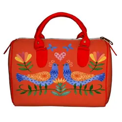 Dámská kabelka Barrel – textilní potisk Dva ptáci 