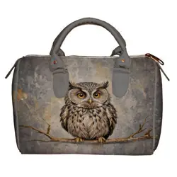 Dámská kabelka Barrel – textilní potisk Sova