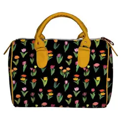Dámská kabelka Barrel – textilní potisk Tulipány