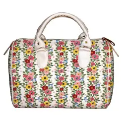 Dámská kabelka Barrel – textilní potisk Květiny na bílém pozadí 