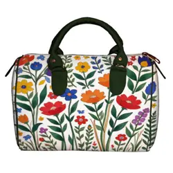 Dámská kabelka Barrel – textilní potisk Jasné květiny