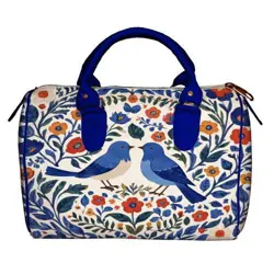 Dámská kabelka Barrel – textilní potisk Pár ptáků